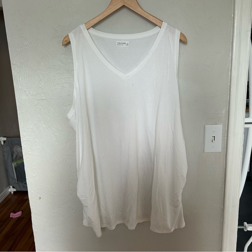 Maurices (4X Maternity) Cream White Relaxed Tank Top with Ruching